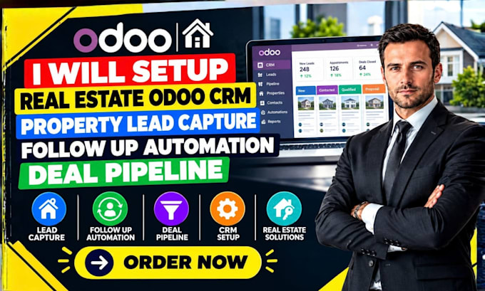 do real estate odoo CRM property lead capture follow up automation deal pipeline