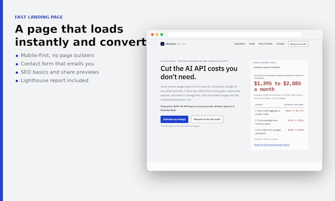 build a fast, clean landing page that loads instantly and converts