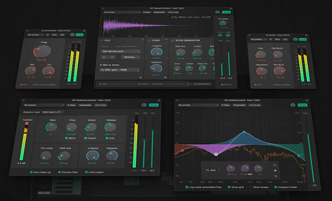 design a modern, futuristic user interface on kontak library for vst3, au plugin
