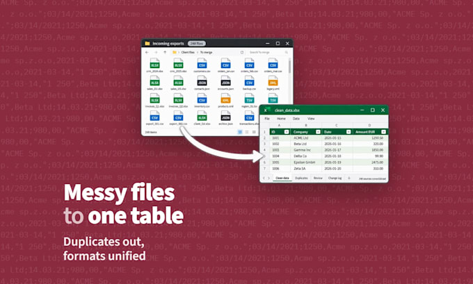 clean and consolidate your messy data into one checked file