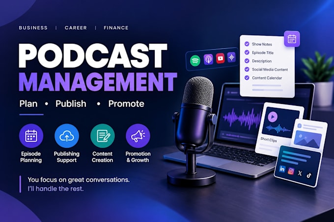 be your podcast manager for publishing, content and promotion