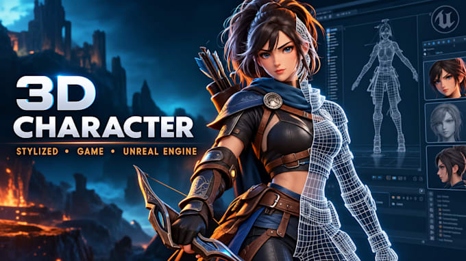 do 3d stylized character, 3d game character unreal engine, 3d character modeling