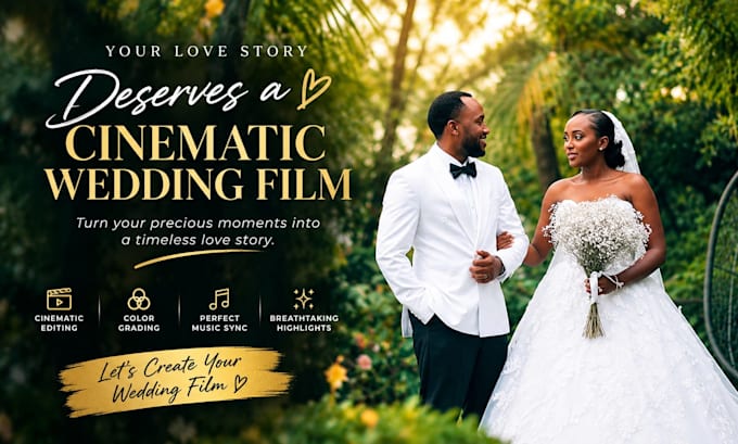 edit cinematic wedding video, wedding highlight, wedding film