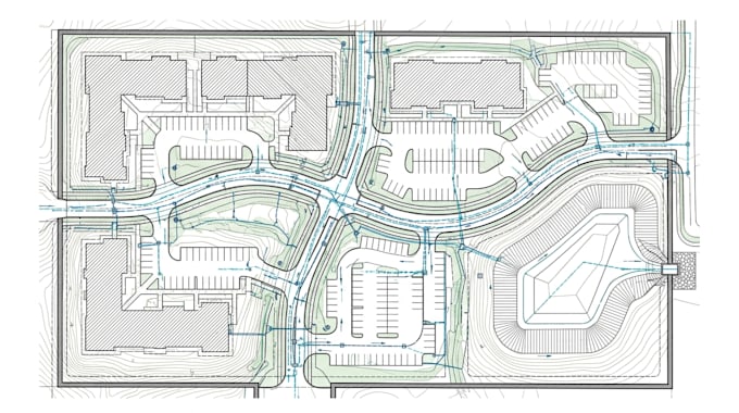 design stormwater drainage plans, grading plans, and site layout