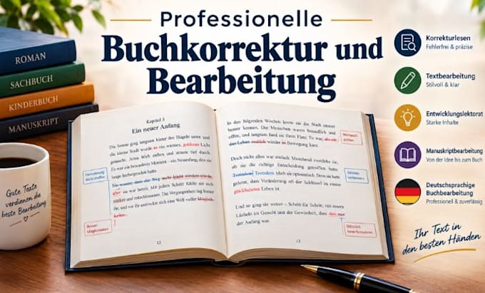 be your german book editor, developmetal editing, proofreading and text revision