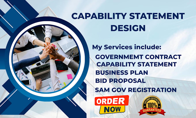 design government capability statement for government contract grant proposal