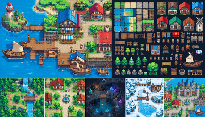 pixel art tileset tilemap top down tiles rpg maker game assets environment tiles