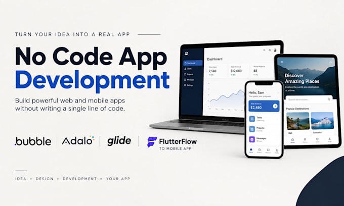 build no code app bubble io adalo glide app glide mvp flutterflow to mobile app