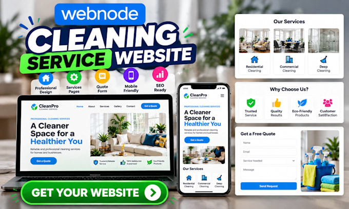 design a webnode cleaning service website for your business