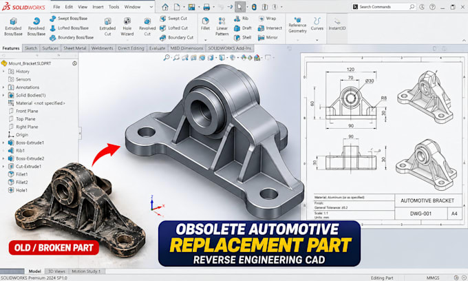 obsolete automotive replacement part solidwoorks fusion 360 reverse engineering