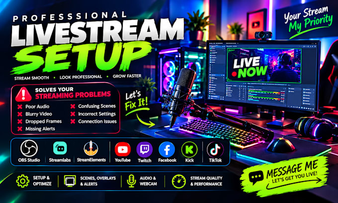 setup obs studio, streamlabs, streamelements for youtube twitch facebook kick