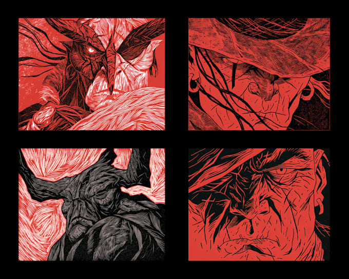 create a true woodcut or linocut illustration