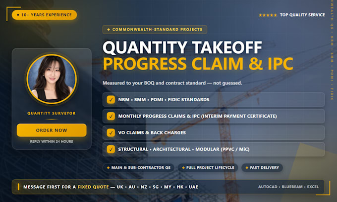 do quantity takeoff, progress claim and ipc for construction projects