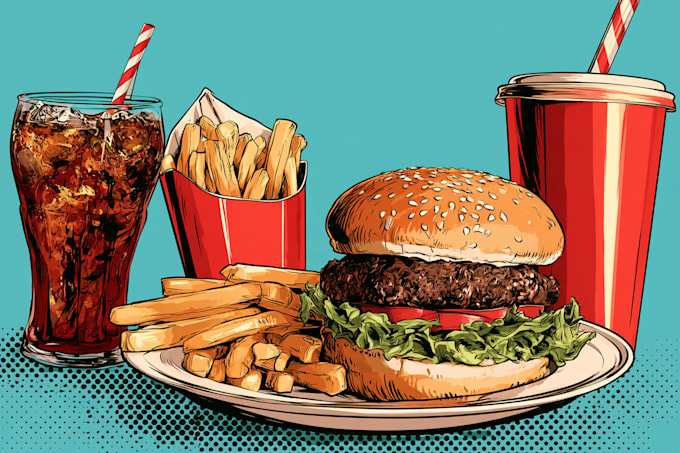creative food pop art illustrations