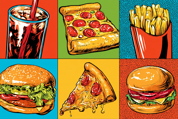 food pop art illustration