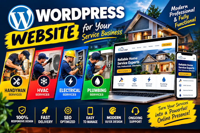 build wordpress handyman website, hvac, electrical and plumbing services website