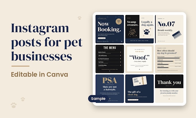 design pet shop and dog groomer instagram posts in canva