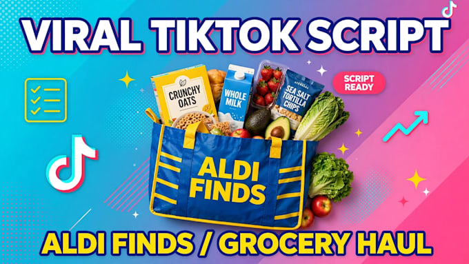 write viral tiktok script for aldi grocery hauls