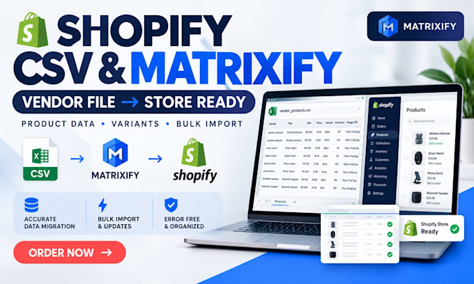 create your vendor file to shopify CSV or matrixify format shopify matrixify