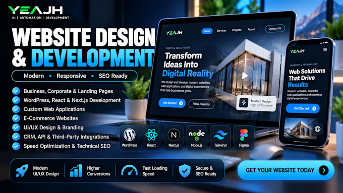 design and develop modern react nextjs wordpress business website