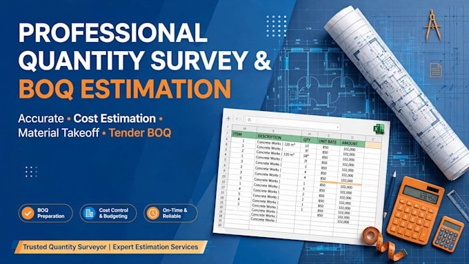 do quantity takeoff, boq, cost estimation and bbs for construction