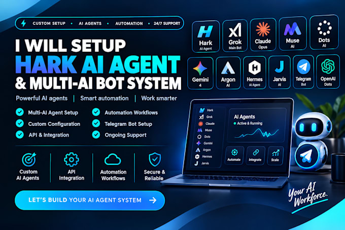 hark ai agent setup grok main bot claude opus muse ai dots gemini4 argon hermes