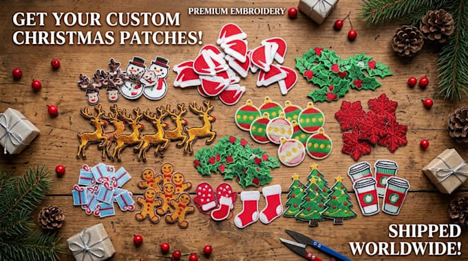 make custom christmas embroidered patches, iron on patch