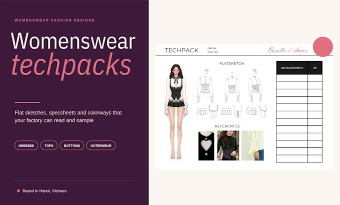 create techpacks for womenwear