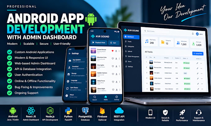 develop an android app with admin dashboard