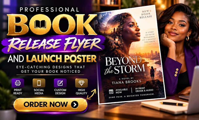 design a professional book release flyer and launch poster