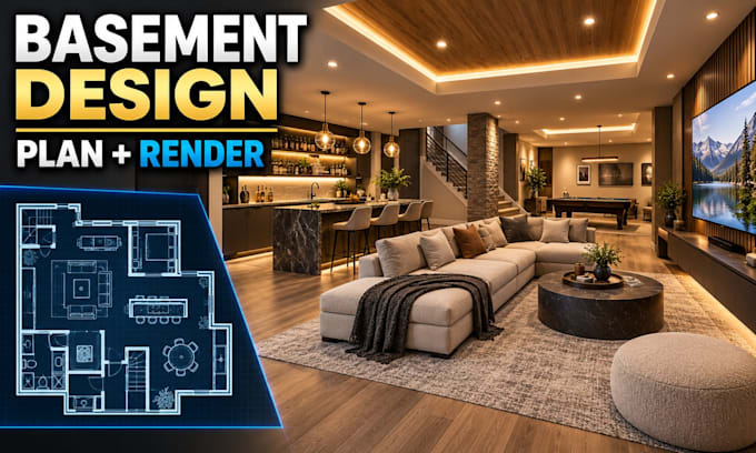draw professional basement floor plans and realistic 3d renderings