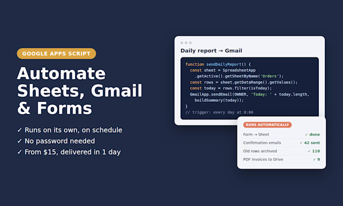 automate google sheets, gmail and forms with apps script