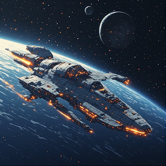 design professional futuristic spaceship artwork