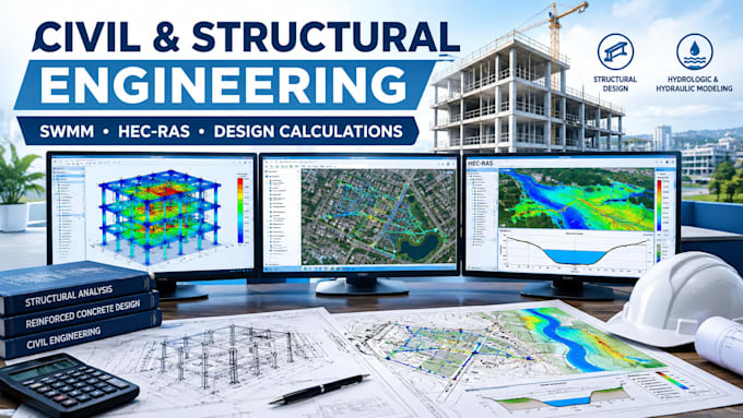 civil engineering structural calculations swmm hec ras 1d 2d floodplain analysis