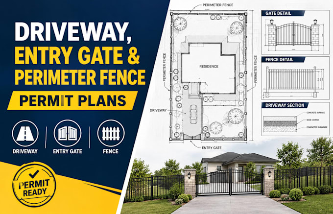 draft driveway, entry gate, and perimeter fence permit plans