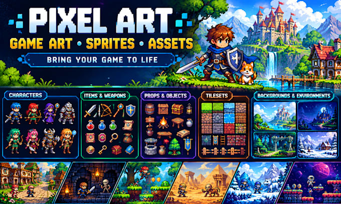 create pixel art, game art, sprites, and pixel game assets