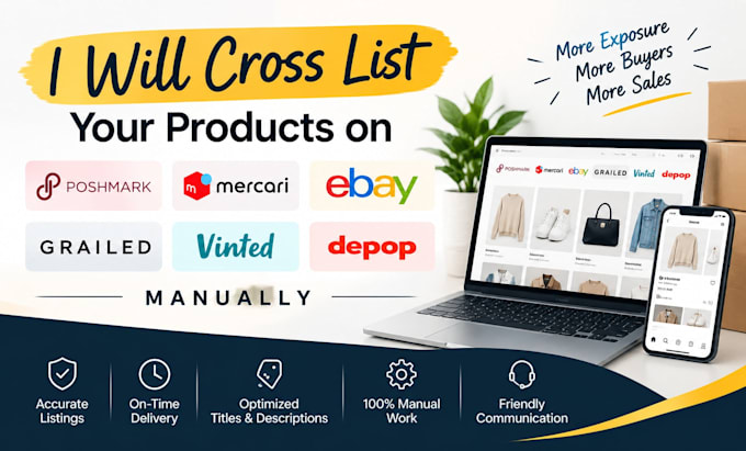cross listings on poshmark mercari ebay grailedvinted and depop manually
