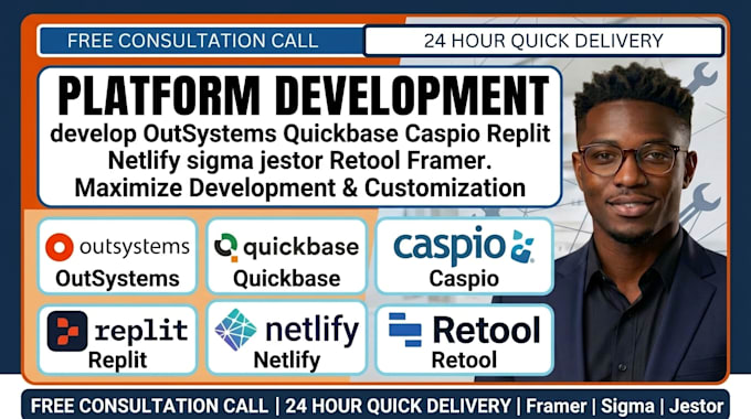 develop outsystems quickbase caspio replit netlify sigma jestor retool framer