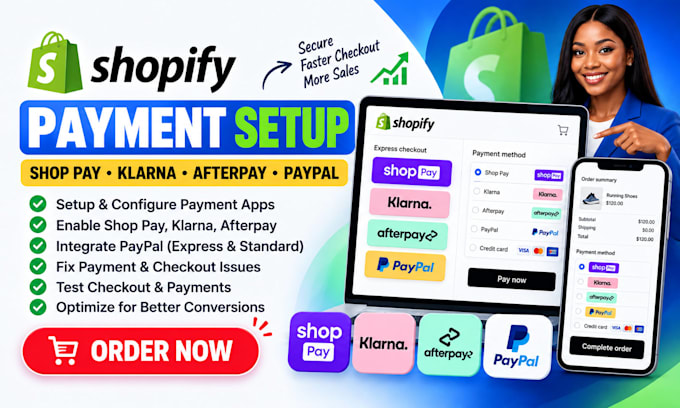 setup shopify payment apps shop pay klarna afterpay paypal