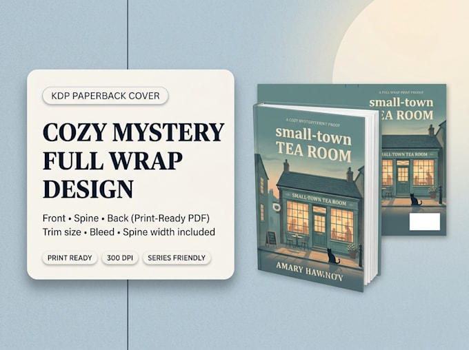 design a cozy mystery paperback book cover for KDP