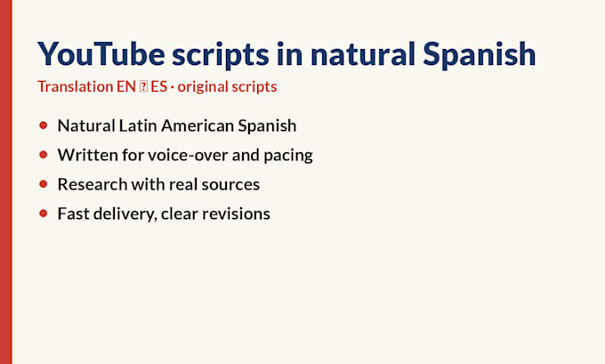 write or translate your youtube script into natural spanish