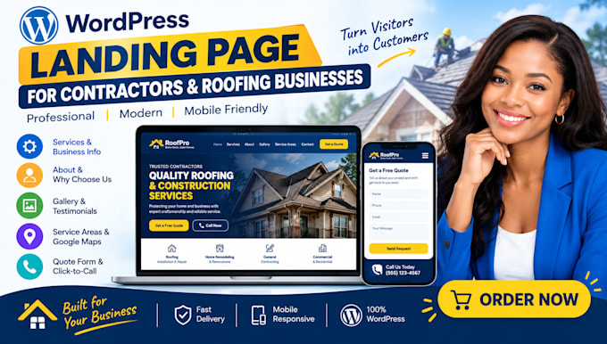 wordpress landing page for contractors roofing businesse