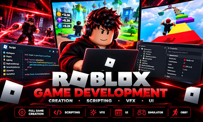 roblox creation scripting, vfx ui roblox game development, simulator obby