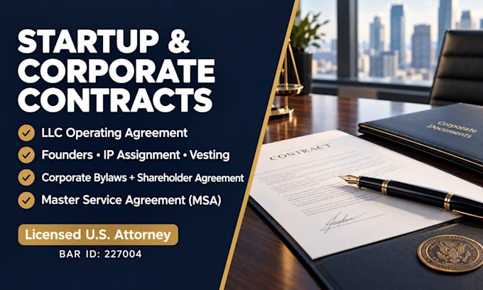 draft a startup founders agreement ip assignment and vesting contract