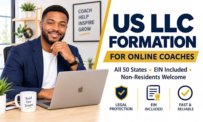 form your US llc for online coaches with ein and registered agent