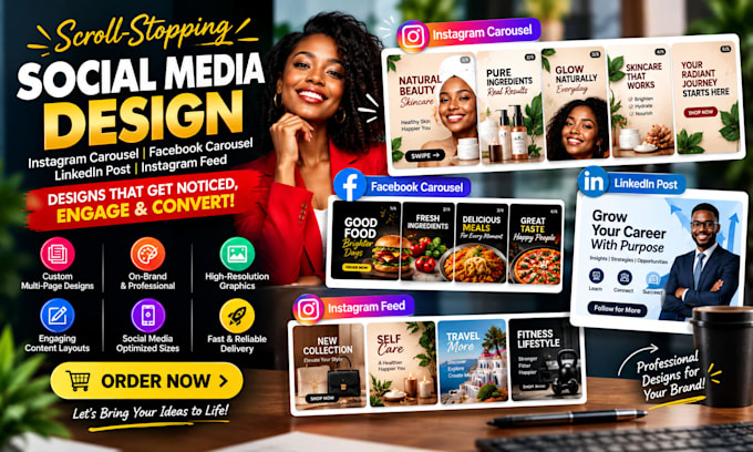 design instagram carousel, facebook carousel, linkedin post, instagram feed