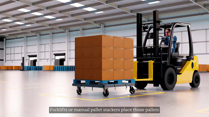 create 3d industrial warehouse automation robotic logistic product animation