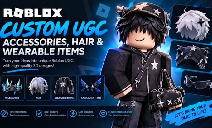 create custom roblox accessories,hair and wearable items