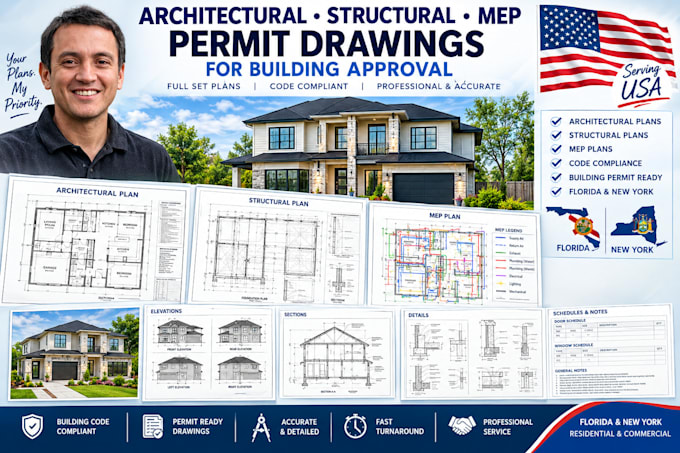 draft architectural structural and mep permit drawings for building approval