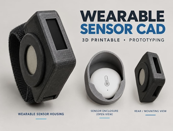 design wearable temperature sensor housing 3d cad printable prototying mechanics